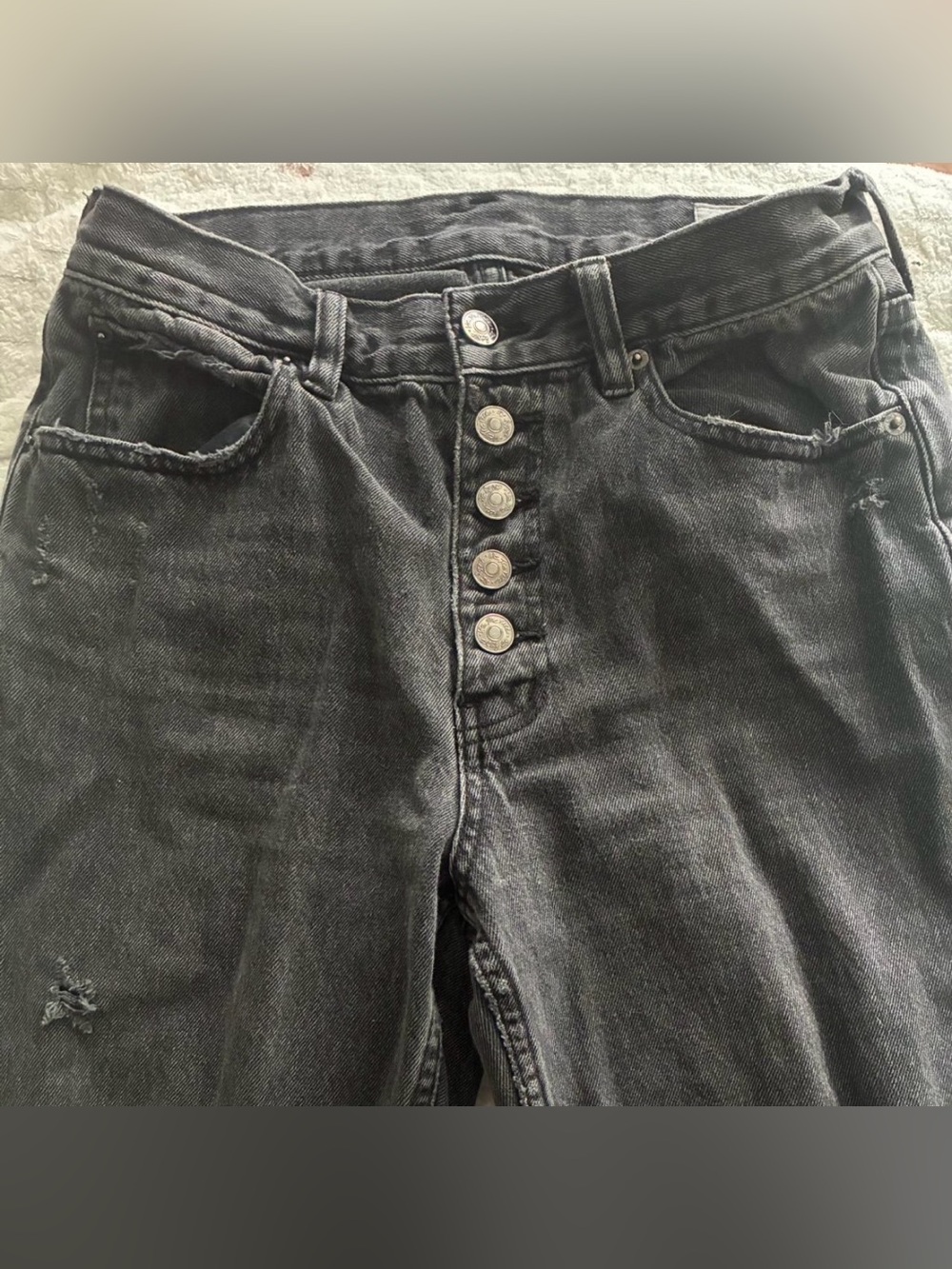 We The Free High-Rise Washed Black Button-Fly Jeans